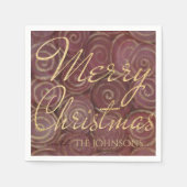 クリスマスクリムゾンと金ゴールド スタンダードカクテルナプキン (正面)