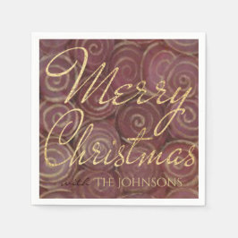 クリスマスクリムゾンと金ゴールド スタンダードカクテルナプキン