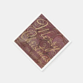 クリスマスクリムゾンと金ゴールド スタンダードカクテルナプキン (角)