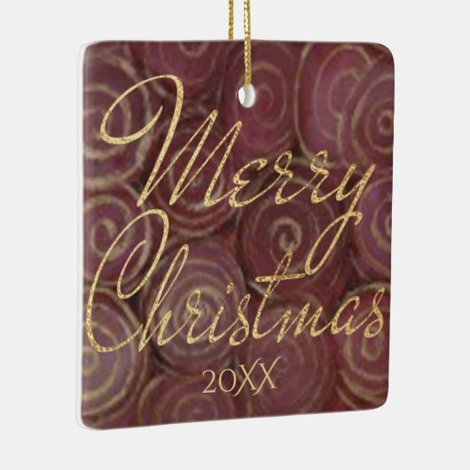 クリスマスクリムゾンと金ゴールド セラミックオーナメント (右)
