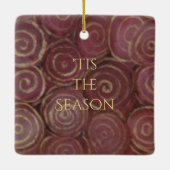 クリスマスクリムゾンと金ゴールド セラミックオーナメント (裏面)