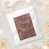 クリスマスクリムゾンと金ゴールド フェイバーバッグ (クリップ留めされた状態)