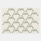 クリスマスクリモダンームホリデーグリーンボウズ ラッピングペーパーシート (正面2)