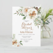 クリスマスクリーミーホワイトウィンターフローラブライダルシャワー 招待状 (スタンド正面)