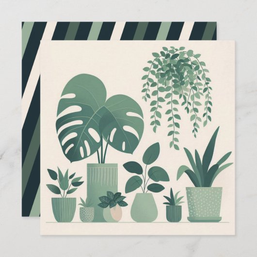 クリスマスクリームグリーン鉢植え シーズンカード (正面/裏面)