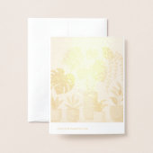 クリスマスクリームグリーン鉢植え 箔カード (裏面封筒付き)