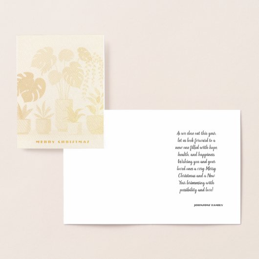 クリスマスクリームグリーン鉢植え 箔カード (ディスプレー)