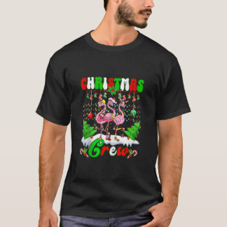クリスマスクルーかわいいフラミンゴファミリークリスマスリグ Tシャツ
