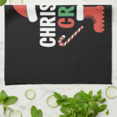 クリスマスクルーのクリスマスツリーホリデーマッチングファミリー キッチンタオル (折り畳み)