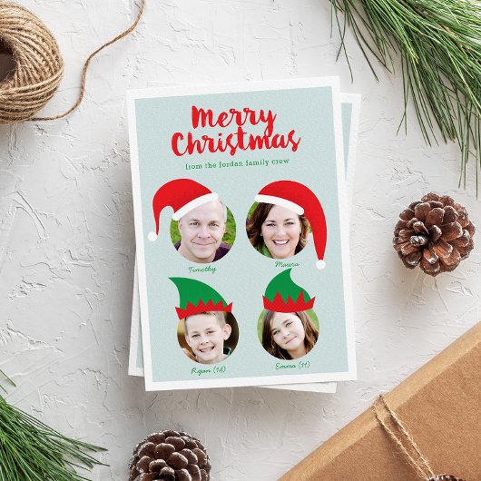 クリスマスクルーの4人写真で楽しむホリデーカード シーズンカード
