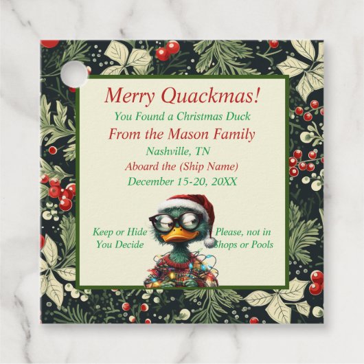 クリスマスクルージングアヒルラベル フェイバータグ (正面)