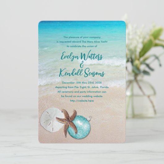 クリスマスクルーズ結婚スターフィッシュオーナメント 招待状 (スタンド正面)