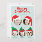クリスマスクルー家族の5枚の写真のホリデーカード シーズンカード (正面)
