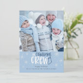 クリスマスクルー家族フォトスノーフレークスブルー シーズンカード (スタンド正面)