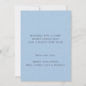 クリスマスクルー家族フォトスノーフレークスブルー シーズンカード (裏面)