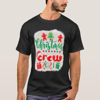 クリスマスクルー2021メリークリスマスと明るいブル Tシャツ