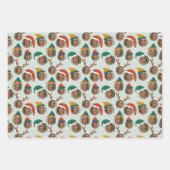 クリスマスクルー3枚フォトカスタムギフトラップシート ラッピングペーパーシート (正面2)