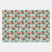 クリスマスクルー3枚フォトカスタムギフトラップシート ラッピングペーパーシート (正面2)