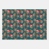 クリスマスクルー3枚フォトカスタムギフトラップシート ラッピングペーパーシート (正面2)