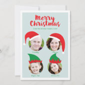 クリスマスクルー4枚の写真おもしろいホリデーカード シーズンカード (正面)