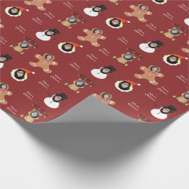 クリスマスクルー4枚の写真カスタムおもしろい ラッピングペーパー