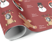 クリスマスクルー4枚の写真カスタムおもしろい ラッピングペーパー (ロールコーナー)