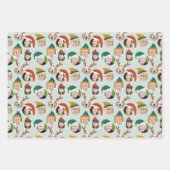 クリスマスクルー6枚の写真カスタムギフトラップ ラッピングペーパーシート (正面)