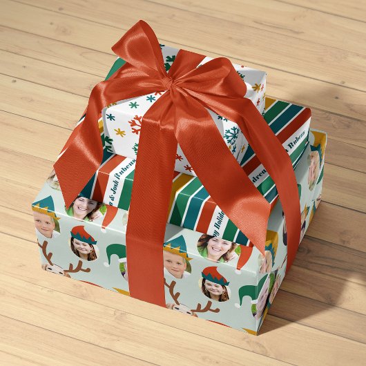 クリスマスクルー6枚の写真カスタムギフトラップ ラッピングペーパーシート