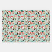 クリスマスクルー6枚の写真カスタムギフトラップ ラッピングペーパーシート (正面)