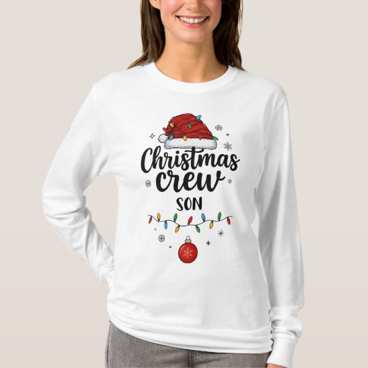 クリスマスクルー 息子 サンタ帽子 マッチング クリスマス Tシャツ (正面)