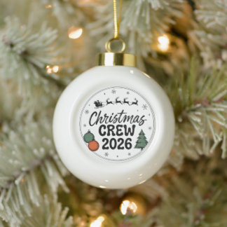クリスマスクルー 2026 サンタのそり トナカイ ファミリー セラミックボールオーナメント