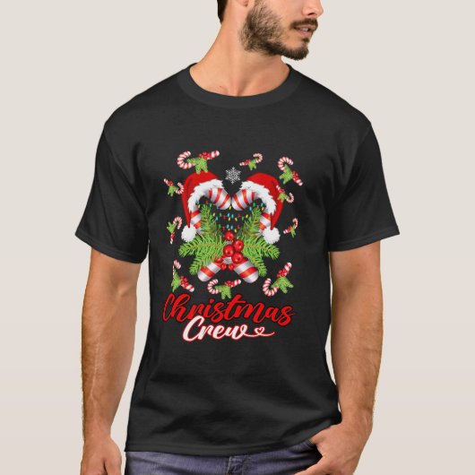 クリスマスクルーCandy Cane Red おもしろい White Santa Xm Tシャツ (正面)