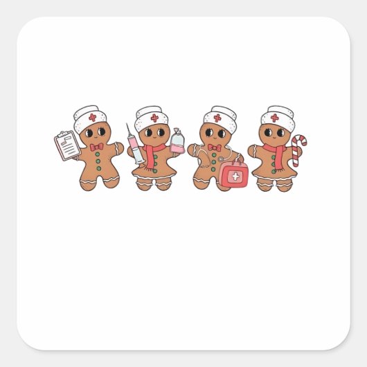 クリスマスクルーSanta Gingerbread看護分隊 スクエアシール (正面)