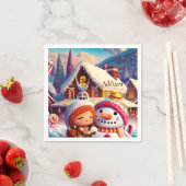 クリスマスクレイプレイデイジンジャーブレッド雪だるま冬 スタンダードカクテルナプキン (インサイチュ)