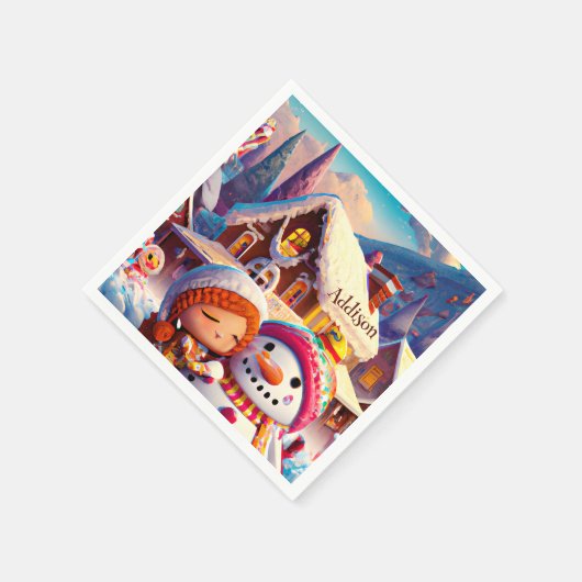 クリスマスクレイプレイデイジンジャーブレッド雪だるま冬 スタンダードカクテルナプキン (角)