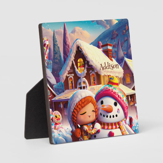 クリスマスクレイプレイデイジンジャーブレッド雪だるま冬 フォトプラーク (正面)