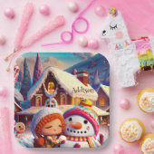 クリスマスクレイプレイデイジンジャーブレッド雪だるま冬 ペーパープレート (パーティー)