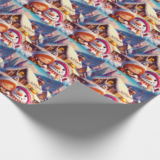 クリスマスクレイプレイデイジンジャーブレッド雪だるま冬 ラッピングペーパー (角)