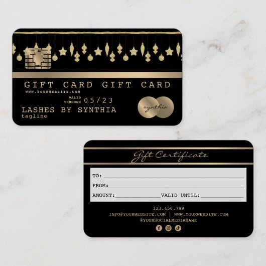 クリスマスクレジットカードギフトカード証明書 名刺 (正面/裏面)