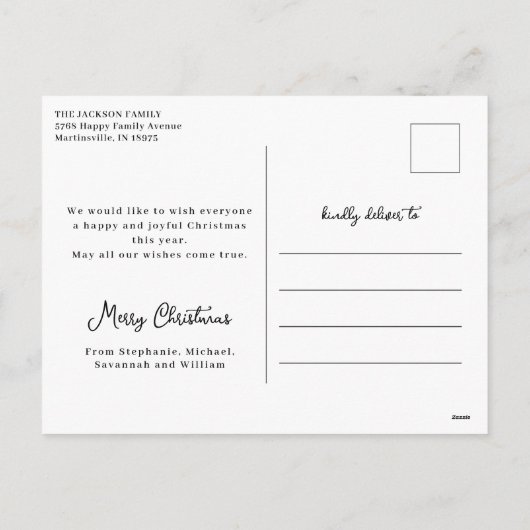 クリスマスクレストフェスティバル赤と白の写真 シーズンポストカード (裏面)