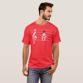 クリスマスクレフ、 音符記号サンタカウス音楽好きクリスマス Tシャツ (正面フル)