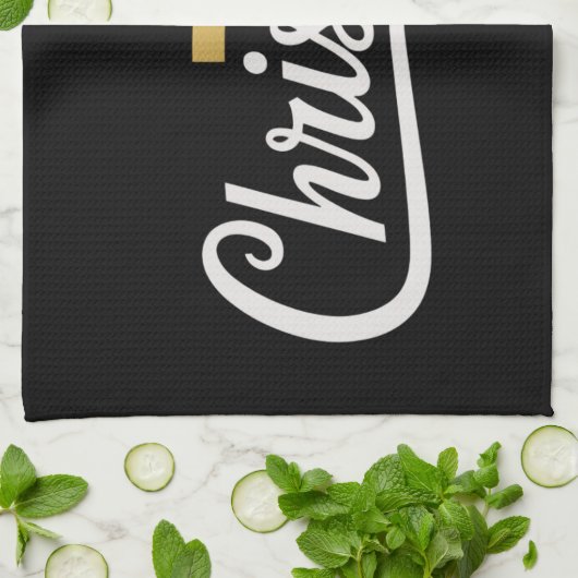 クリスマスクロスファミリーマッチングイエズスギフトアイディア キッチンタオル (折り畳み)