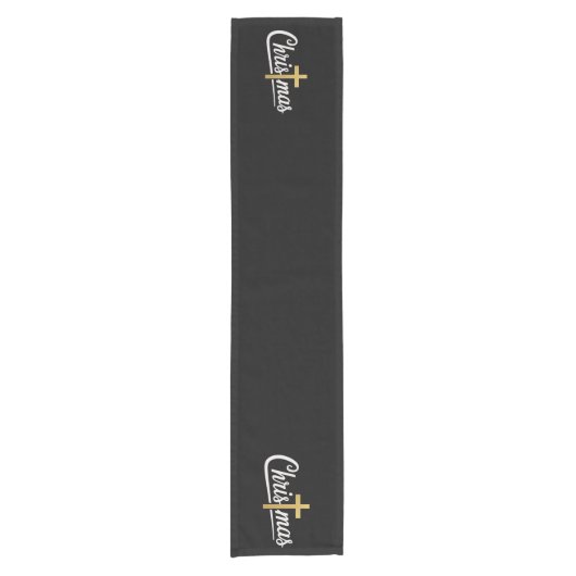 クリスマスクロスファミリーマッチングイエズスギフトアイディア ショートテーブルランナー (正面)