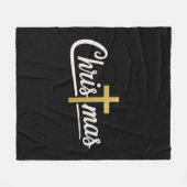 クリスマスクロスファミリーマッチングイエズスギフトアイディア フリースブランケット (正面(横))