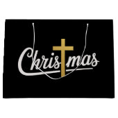 クリスマスクロスファミリーマッチングイエズスギフトアイディア ラージペーパーバッグ (正面)