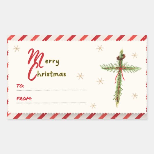 クリスマスクロスラベル 長方形シール (正面)