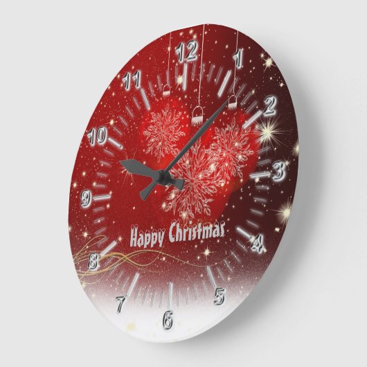 クリスマスクローム番号 ラージ壁時計 (傾斜)