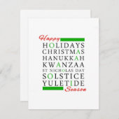 クリスマスクワンザハヌカー至ユレタイド シーズンカード (正面/裏面)