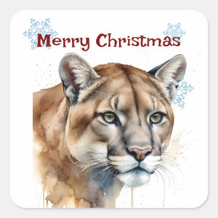 クリスマスクーガーの動物カスタマイズの野生動物 スクエアシール
