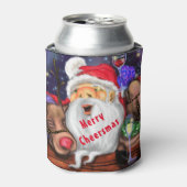 クリスマスクーラーボックスギフトサンタとトナカイおもしろい 缶クーラー (缶正面)